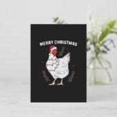 Chicken Merry-kerst Funny Santa Hat Chicken Li Kaart (Staand voorkant)