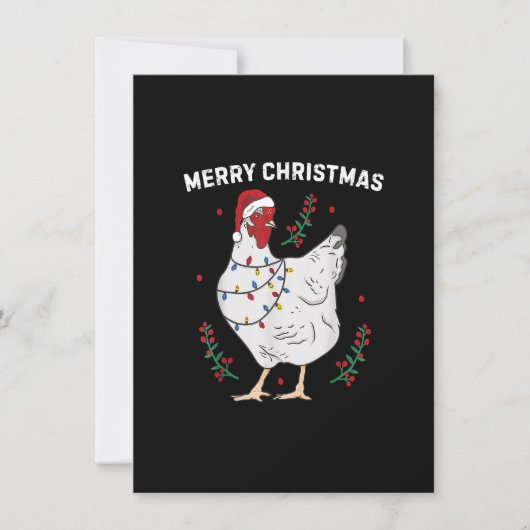 Chicken Merry-kerst Funny Santa Hat Chicken Li Kaart (Voorkant)