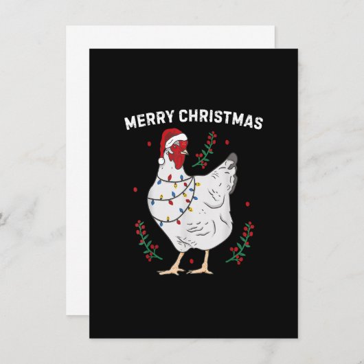 Chicken Merry-kerst Funny Santa Hat Chicken Li Kaart (Voorkant / Achterkant)