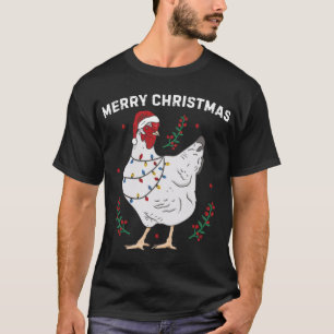 Chicken Merry-kerst Funny Santa Hat Chicken Li T-shirt