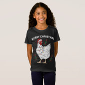 Chicken Merry-kerst Funny Santa Hat Chicken Li T-shirt (Voorkant volledig)