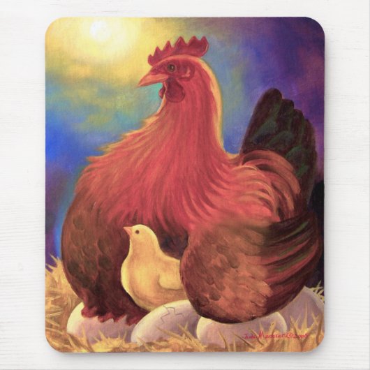 Chicken met Chick Boerderij Art - Multi Muismat (Voorkant)