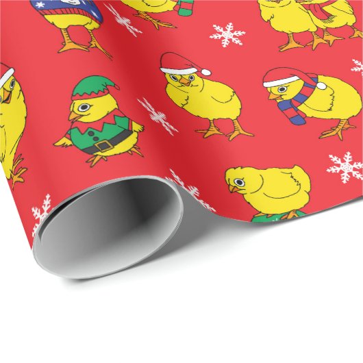 Chicken Mom Schattigee Kerst Feestdagen Chicks Cadeaupapier (Rol Hoek)