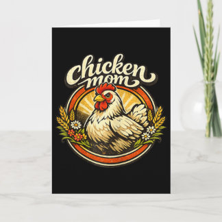 Chicken Mom Vintage Crest Illustration _1  Kaart