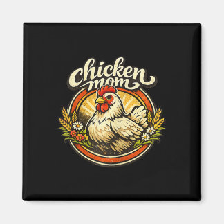 Chicken Mom Vintage Crest Illustration _1  Magneet