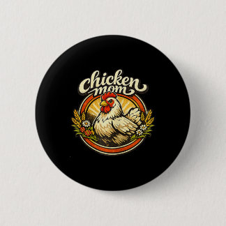 Chicken Mom Vintage Crest Illustration _1  Ronde Button 5,7 Cm