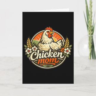 Chicken Mom Vintage Crest Illustration  Kaart