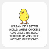 CHICKEN MOTIEVEN VIERKANTE STICKER (Voorkant)