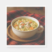 Chicken Noodle Soup On a Plaid Blanket Servet (Voorkant)