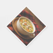 Chicken Noodle Soup On a Plaid Blanket Servet (Hoek)