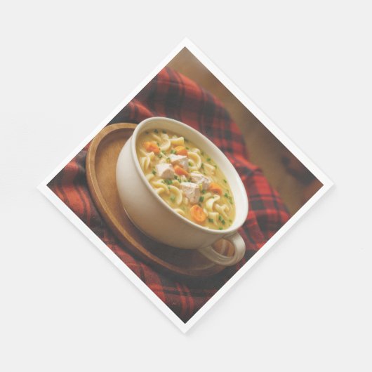 Chicken Noodle Soup On a Plaid Blanket Servet (Hoek)