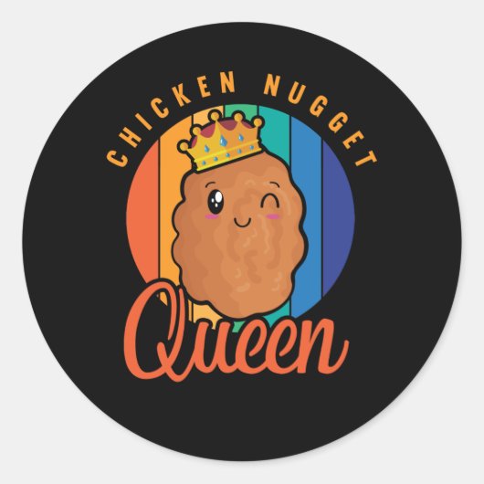 Chicken Nugget Girl Foodie Queen Ronde Sticker (Voorkant)