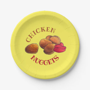 Chicken Nuggets met Ketchup Junk Food Foodie Papieren Bordje