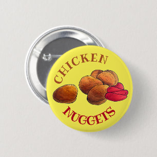 Chicken Nuggets met Ketchup Junk Food Foodie Ronde Button 5,7 Cm