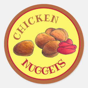 Chicken Nuggets met Ketchup Junk Food Foodie Ronde Sticker