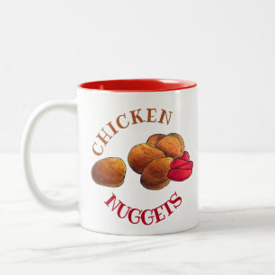 Chicken Nuggets met Ketchup Junk Food Foodie Tweekleurige Koffiemok