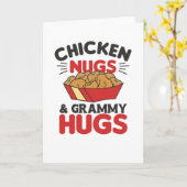 Chicken Nugs en grammy Hugs Funny Food Nuggets Kaart (Gele Bloem)