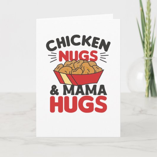 Chicken Nugs en Mama Hugs Funny Food Nuggets Kaart (Voorkant)