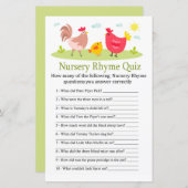 Chicken Nursery Rhyme Quiz baby shower game (Voorkant / Achterkant)