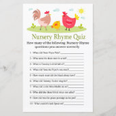 Chicken Nursery Rhyme Quiz baby shower game (Voorkant)