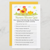 Chicken Nursery Rhyme Quiz baby shower game (Voorkant / Achterkant)