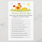 Chicken Nursery Rhyme Quiz baby shower game (Voorkant)