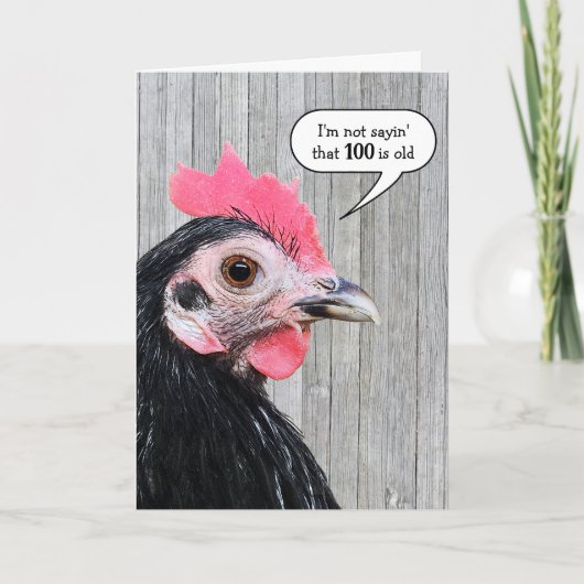 Chicken On Barn Wood voor 100e verjaardag Kaart (Voorkant)