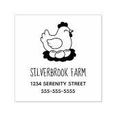 Chicken on Nest with Eggs Farm Address Zelfinktende Stempel (Design)