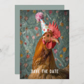 Chicken Party Pet Save The Date (Voorkant / Achterkant)