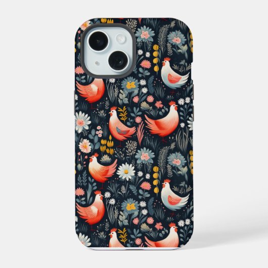 Chicken Pattern iPhone 15 Case (Achterkant)