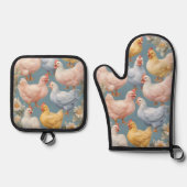 Chicken Pattern Ovenwant & Pannenlap Set (Voorkant)