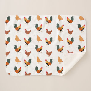 Chicken Patterned Sherpa Deken