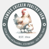 Chicken Paultry Boerderij Ronde Sticker (Voorkant)