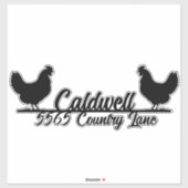 Chicken Personalized Mailbox Address Sticker (Vel)