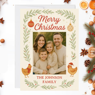 Chicken Photo Customizable Christmas Card Feestdagenkaart