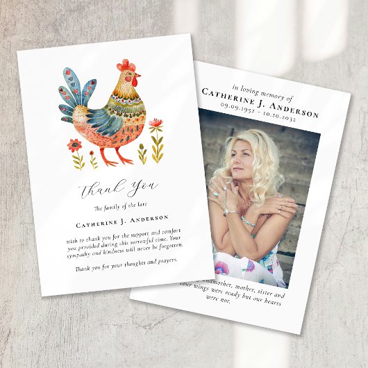 Chicken Photo Sympathy begrafenismonument Bedankkaart