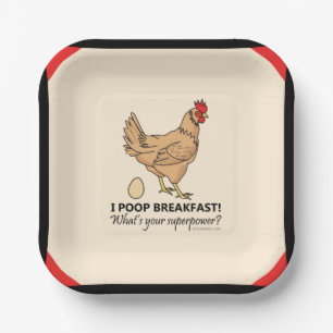 Chicken Poops Breakfast Funny Border Paper Borden Papieren Bordje