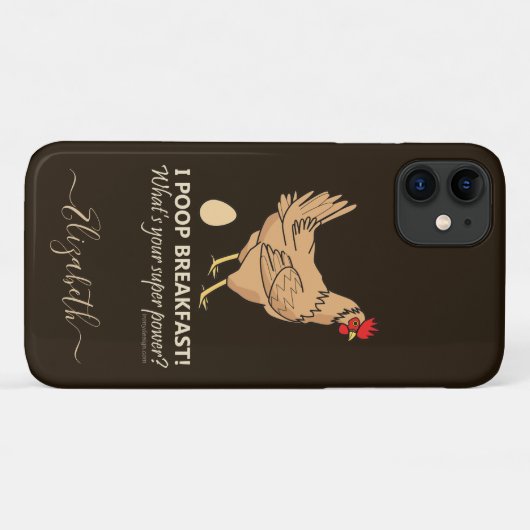 Chicken Poops Breakfast Funny Design Add Name Case-Mate iPhone Case (Achterkant (horizontaal))