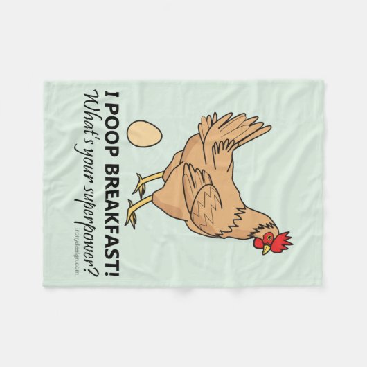 Chicken Poops Breakfast Funny Design Blue Fleece Deken (Voorkant (Horizontaal))