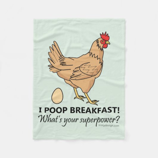 Chicken Poops Breakfast Funny Design Blue Fleece Deken (Voorkant)