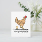 Chicken Poops Breakfast Funny Design Briefkaart (Staand voorkant)