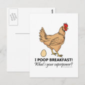 Chicken Poops Breakfast Funny Design Briefkaart (Voorkant / Achterkant)