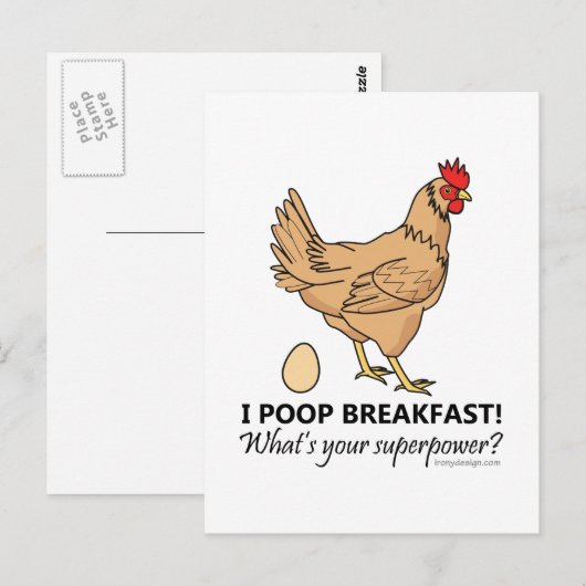 Chicken Poops Breakfast Funny Design Briefkaart (Voorkant / Achterkant)