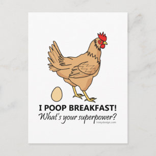 Chicken Poops Breakfast Funny Design Briefkaart