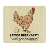 Chicken Poops Breakfast Funny Design Brown Snijplank (Voorkant)