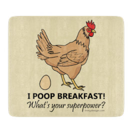Chicken Poops Breakfast Funny Design Brown Snijplank