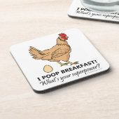 Chicken Poops Breakfast Funny Design Drankjes Onderzetter (Linkerzijde)