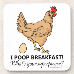 Chicken Poops Breakfast Funny Design Drankjes Onderzetter