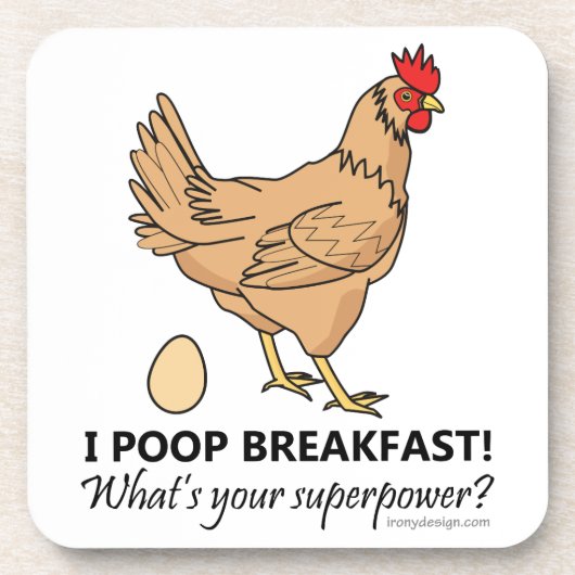 Chicken Poops Breakfast Funny Design Drankjes Onderzetter (Voorkant)