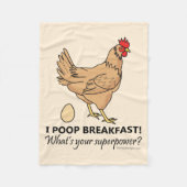Chicken Poops Breakfast Funny Design Fleece Deken (Voorkant)